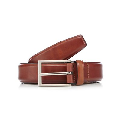 Big and tall tan leather belt